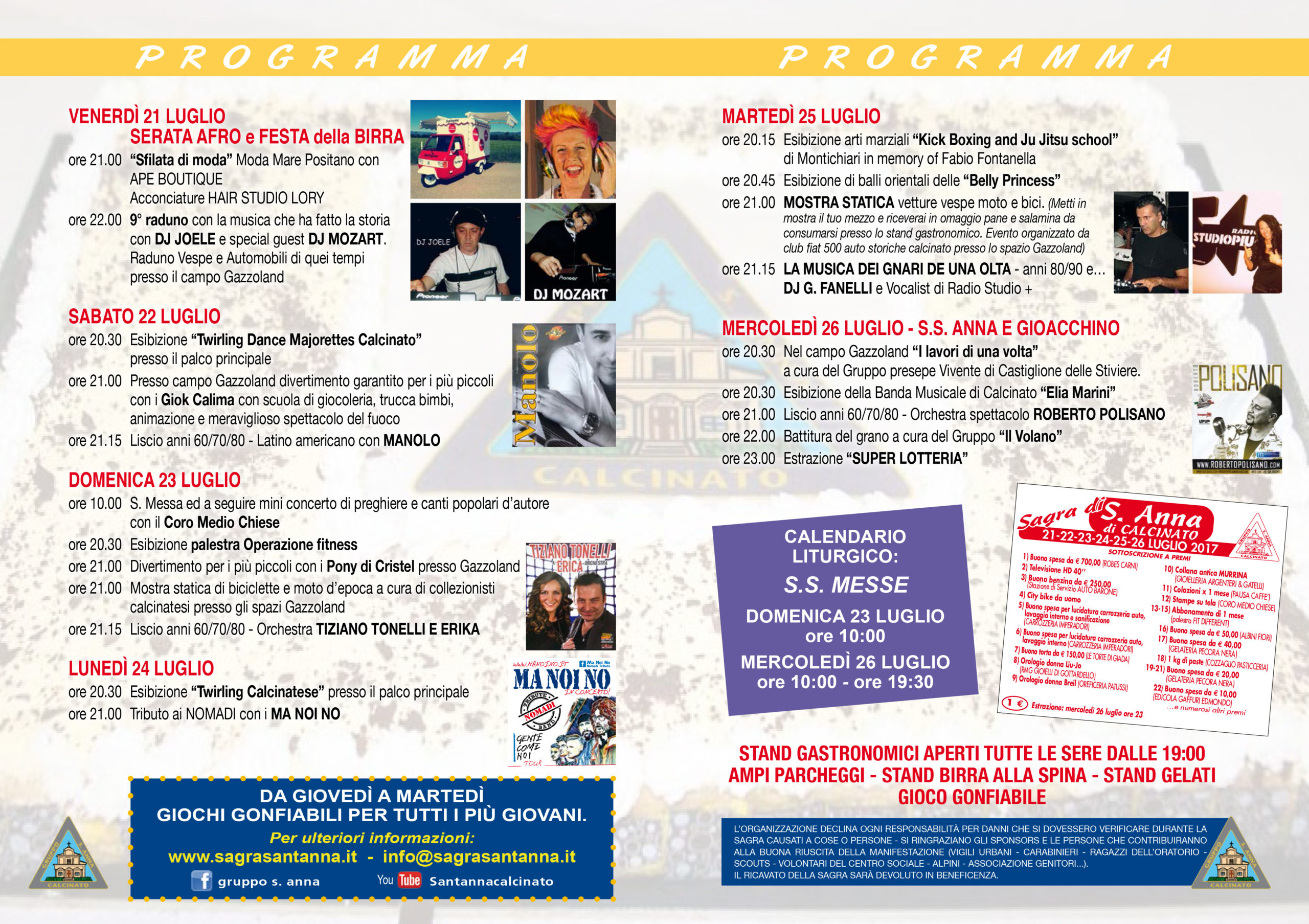 Programma 53^ Edizione Sagra Di Sant’Anna & Gioacchino Calcinato (BS)