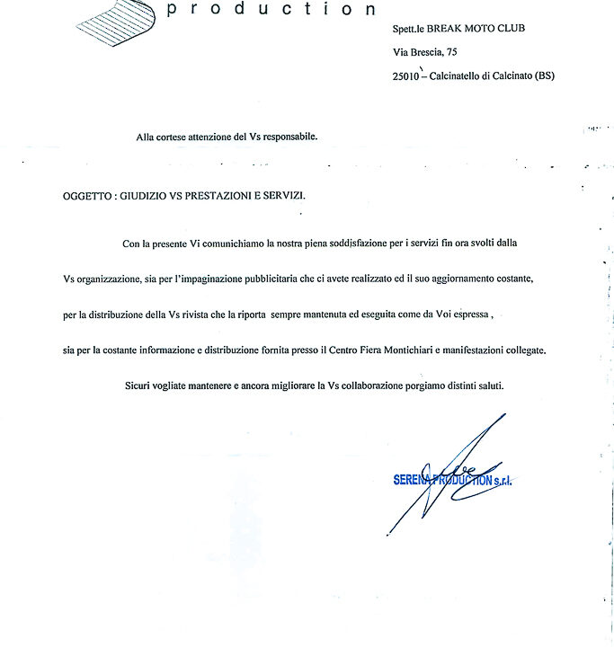 2009-12-15 Lettera Intenti A sostegno Del Progetto Break Serena Production