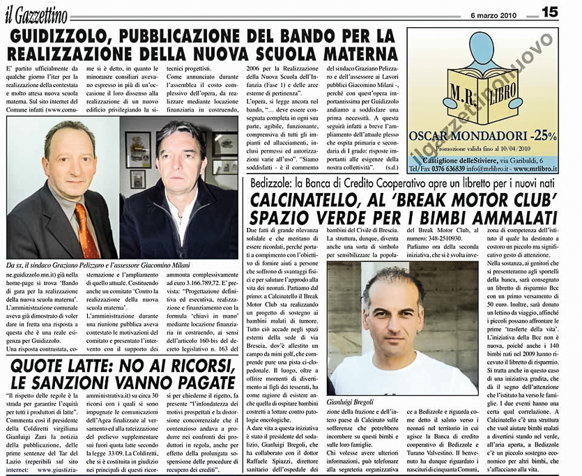 2010-03-06 Articolo Il Gazzettino Nuovo Spazio verde Per I Bambini Ammalati