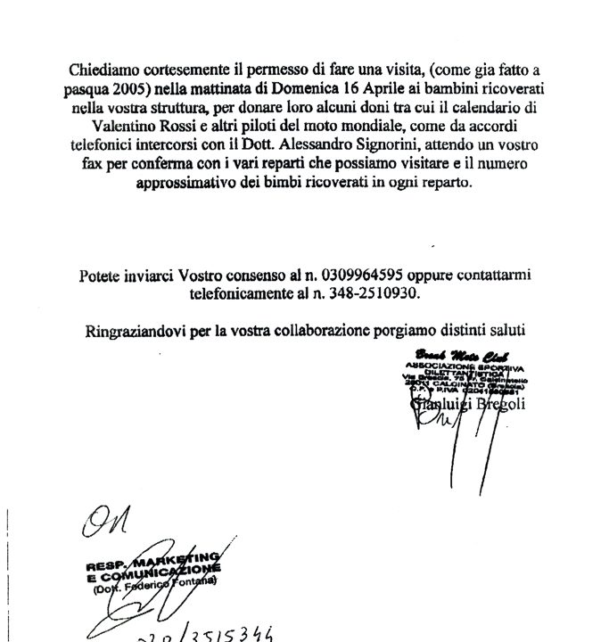 2006-04-07 Autorizzazione Fondazione Poliambulanza Consegna Giochi Domenica Di Pasqua 