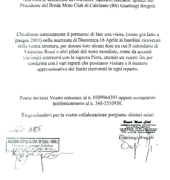 2006-04-10 Autorizzazione Spedali Civili Consegna Giochi Domenica Di Pasqua 