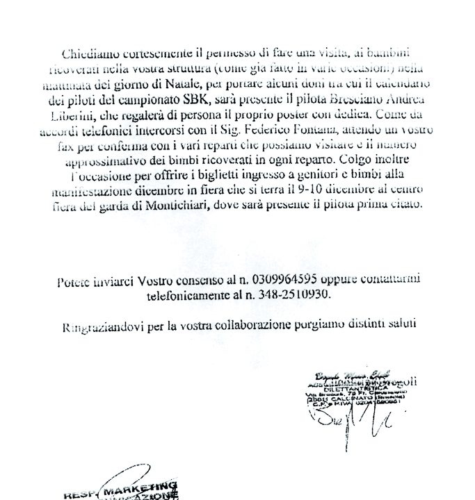 2006-11-28 Invito Fondazione Poliambulanza Da Offrire Ai Bambini E Famigliari Festival Dei Motori