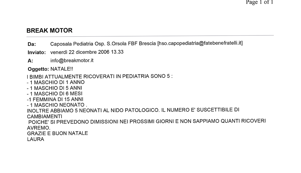 2006-12-22 Autorizzazione Ospedale sant’Orsola Consegna Giochi Giornata Di Natale