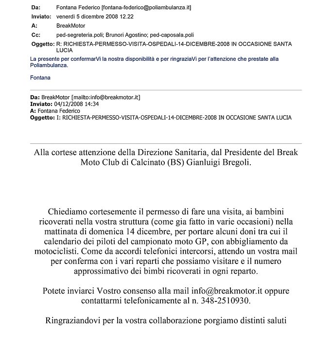2008-12-05 Autorizzazione Fondazione Poliambulanza Bambini Ricoverati Visita Santa Lucia