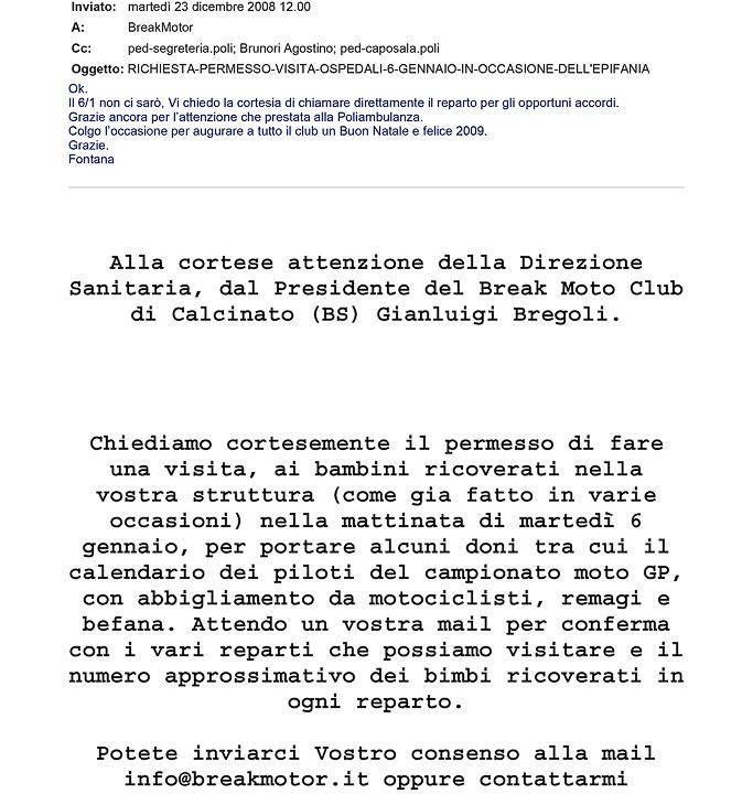 2008-12-23 Autorizzazione e Ringraziamenti Fondazione Poliambulanza Consegna Giochi Giornata Della Befana