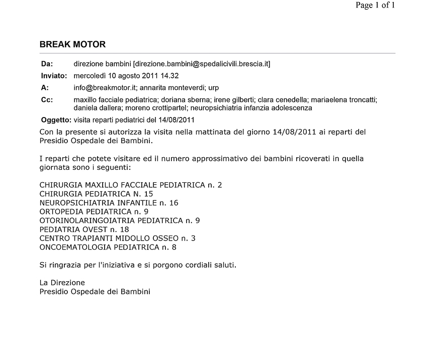 2011-08-10 Autorizzazione Spedali Civili Consegna Giochi Giornata Di Ferragosto