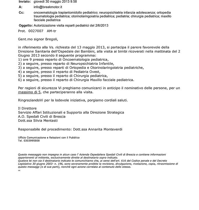 2013-05-30 Autorizzazione Spedali Civili Consegna Giochi Due Giugno
