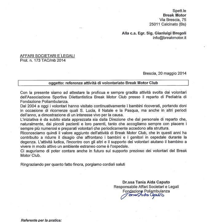 2014-05-20 Referenze Fondazione Poliambulanza Attività Di Volontariato 