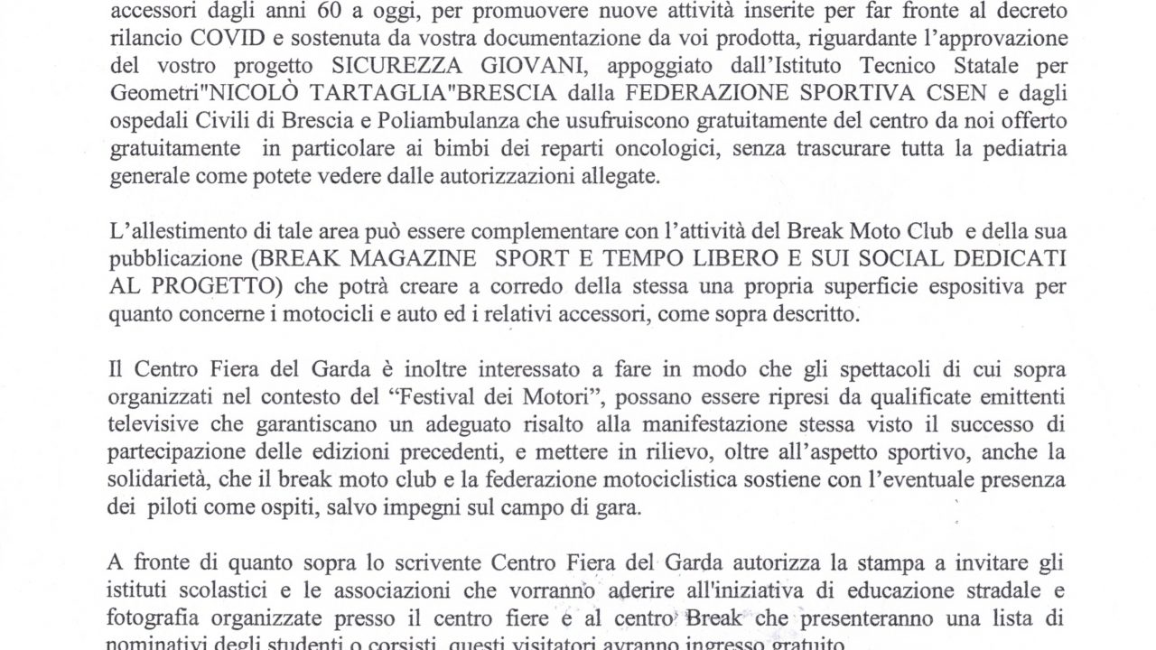 2020-08-31 Incarico Centro Fiera Del Garda Festival Dei Motori