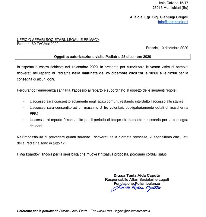 2020-12-10 Autorizzazione Fondazione Poliambulanza Volontariato Di Natale