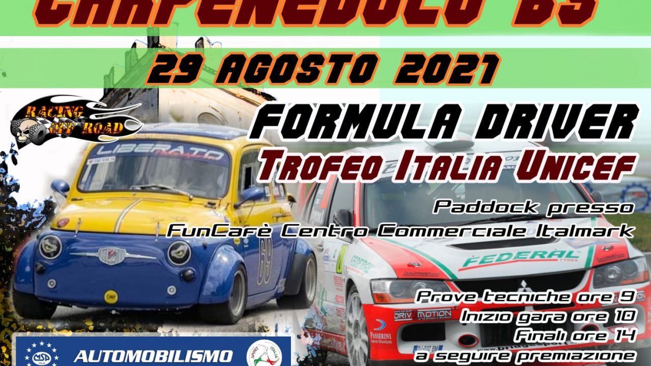 2021-08-19 Vi aspettiamo il 29 Agosto Al Formula Driver Trofeo Italia Unicef