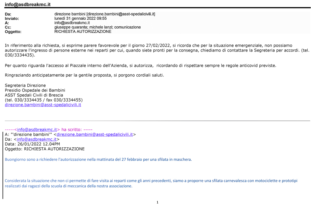 2022-01-31 AVVISO URGENTE Consegna Giochi Spedali Civili Di Brescia & Sfilata Di Carnevale