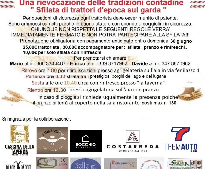 Rievocazione Delle Tradizioni Contadina Sfilata Di Trattori D’Epoca Sul Garda